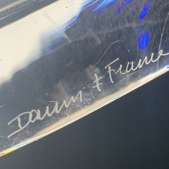 Signed Daum France Crystal Freeform Sculpture Vase - 14” Long, Elegant Design - Picture 5 of 9
